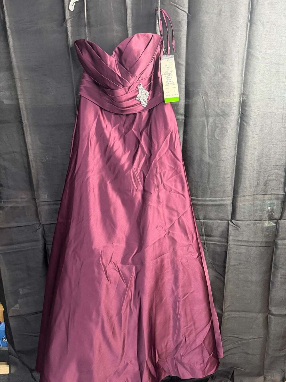 Bill Levkoff Strapless Satin Bridesmaid Dress Style 787 Eggplant Size 12 New wit